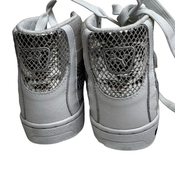 PUMA HI-TOP THE KEY WHITE SURF THE WEB BLUE WHITE WOMENS SNEAKERS SIZE 7.5 NWOT - Picture 7 of 11